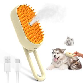 Newest Cat Hair Steam Brush for Shedding, Pet Hair Removal Comb with Water Tank, 3 In 1 Steam Cat Brush, USB Charging Port, Steam Pet Brush with Removable Comb for Removing Floating Hair