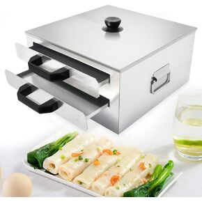 2-Layer Stainless Steel Rice Noodle Roll Vermicelli Steam Machine Cantonese Rice Noodle Rolls Machine - Intexca