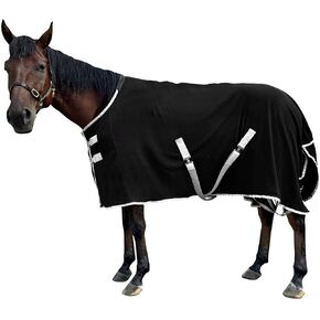 Horse Turnout Blanket, Soft Fleece Horse Cooler, Exercise Horse Sheet Breathable Comfort,No Filling (Black, US 78IN(EU 145CM))