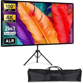 IN&VI ALR Projector Screen Outdoor,Projector Screen with Stand 100 Inch 16:9 and Tripod Stand, Portable Projector Screen, Lightweight and Compact, Easy Setup, Perfect for Home Cinema, Backyard Party