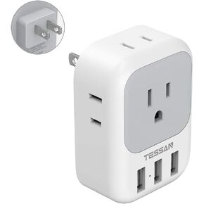 TESSAN South Africa Power Adapter, Type M Travel Plug Adaptor with 4 AC Outlets 3 USB Ports for US to South Africa Botswana Namibia Nepal