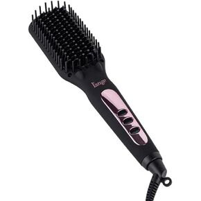 L'ANGE HAIR Le Vite Hair Straightener Brush | Heated Hair Straightening Brush Flat Iron for Smooth, Anti Frizz Hair | Dual-Voltage Electric Hair Brush Straightener | Hot Brush for Styling