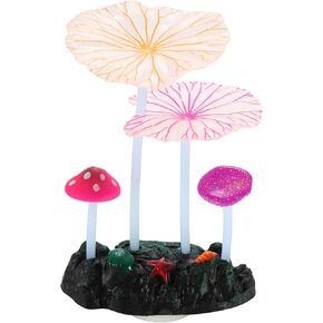 VOCOSTE Soft Silicone Glowing Aquarium Simulation Lotus Leaves, Fluorescence Floating Aquatic Artificial Lotus Leaves for Fish Tank Decoration, Multicolor