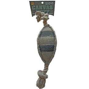 Amazing Pet Canvas Tuff Dog Toy Football with Rope Large