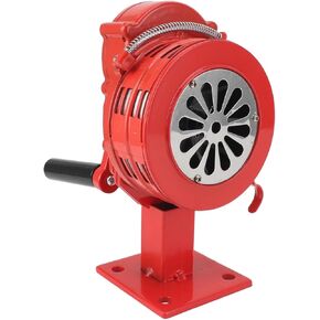 Hand Crank Siren Horn, Aluminium Alloy Portable Manual Siren Emergency Fire Tornado Air Horn for Fire Security (red)
