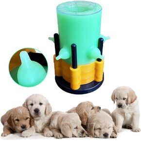 Puppy Bowl Puppy Milk Feeder Silica Pet Milk Feeding Bowl Height Adjustable Feeding for Baby Pet Puppies Kitten Cats Dog (M Size 200ML Green)