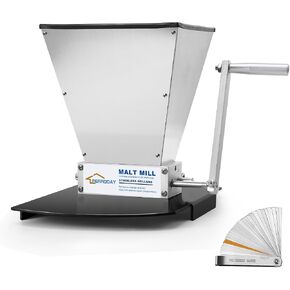 FERRODAY Malted Grain Mill Malt Stainless Steel 2 Roller Malt Mill Homebrew Malted Grain Crusher Manual Grain Mill Slow Drill Available Malt Crusher Adjustable Gap Malted Barley Grinder - No Base Type in Saudi Arabia