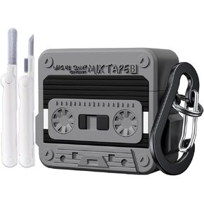 MOFREE Compatible with Airpods 4 Case 2024 with Cleaner Kit/Keychain,Cassette Tape Design for AirPods 4th Generation Case Cover,Soft Silicone Shock-Proof Protective Case for Air Pods 4 Case Blue Red in Kuwait