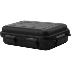 POCREATION Outdoor Shockproof Box, 2 Colors 2 Sizes Outdoor Survival Waterproof Storage Box Sealed Container Box(S-Black)