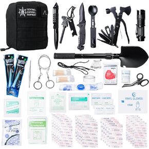 320 Pcs Survival Pack - Survival Kit for Camping, Hiking, Disaster Preparedness, Wilderness Survival - Includes Wilderness Survival Tools, Emergency Gear, and First Aid Kit