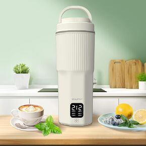 MQUPIN Portable Electric Kettle for Travel, 450ml Mini Electric Tea Kettle 316 Stainless Steel Portable Kettle with 6 Temperature, Travel Electric Kettle 100-240V, Boil Dry Protection, BPA-Free