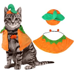 Halloween Cat Costume Pumpkin Cape Hat Set Cute Pet Halloween Soft Pumpkin Set Dog Cat Party Dress Up Accessories Cosplay Supplies