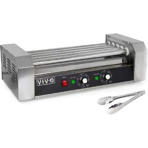 VIVO Electric 12 Hot Dog and 5 Roller Grill Warmer, Cooker Machine with Cover, HOTDG-V205