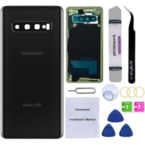 Rear Back Glass Replacement for Samsung Galaxy S10 6.1-inches with Reparing Toolkit and Manual (Prism Black)