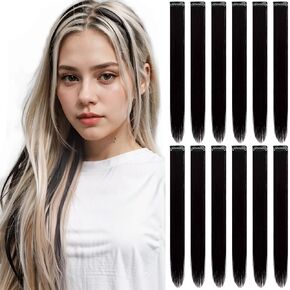 22 PCS Colored Hair Extensions Clip in, Party Highlights Colorful Extension for Kids Girls Synthetic Hairpiece Straight 22 inch in Saudi Arabia