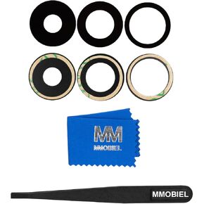 MMOBIEL Back Rear Camera Glass Lens Replacement Compatible with iPhone 15 Pro - Incl. Double-Sided Adhesive, Tweezer and Cloth.