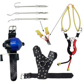 Powerful Slingshot Bow Fishing Set Reel Hunting Catapult Steel Broadheads Darts Protect Wristband Left Hand Guard