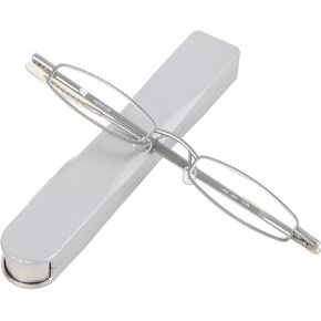 حافظة صلبة لنظارات القراءة I-Mag Mini Slim Spring Hinge (+2.00، فضي)