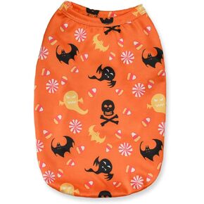 Dog Shirt Halloween Cat Clothes with Skull Print Pet Tank Top Doggy Outfits for Small Dogs Kitten Chihuahua Bulldog Black Small