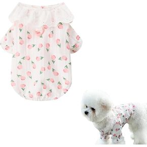 Dog Tupli Pattern Shirt with D Ring Dog Floral Clothes for Small Dog Girl Puppy Cat Cute Lightweight Breathable, PK, S