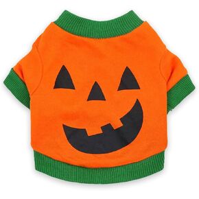 Dog Clothes Cat Shirts Halloween Puppy Outfits Lightweight Sweatshirt Pet Apparel for Chihuahua Dachshund Kitten French Bulldog Yorkie 02-Orange X-Small