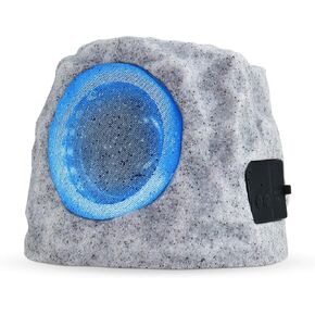 Dolita Wireless Outdoor Rock Speaker – Solar Charging, 7 RGB Colors, Waterproof Bluetooth 5.0 Speaker for Pool, Garden, Deck, and Outdoor Activities (Grey, 1 Pack)