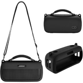Silicone Case Cover Compatible with New Bose SoundLink Max Portable Speaker, Travel Protective Carrying Case with Shoulder Strap for Bose Bluetooth SoundLink Max (Black) in Kuwait
