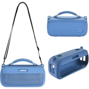 Silicone Case Cover Compatible with New Bose SoundLink Max Portable Speaker, Travel Protective Carrying Case with Shoulder Strap for Bose Bluetooth SoundLink Max (Black)
