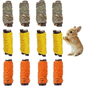 12 PCS Molar Chew Toys: Natural Apple Branch Seagrass Sticks for Guinea Pigs, Rabbits Bunny, Hamsters, Chinchillas - Dental Health and Entertainment for Small Pets