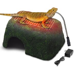 Heated Reptile Hides and Caves, Resin Simulation Rock Bearded Dragon Cave Tank, Decor Reptile Hideout Heating Hide for Lizards Tortoise Turtles Snake Gecko