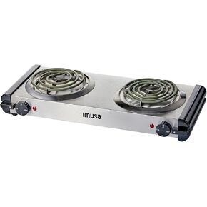 Imusa USA GAU-80312US Electric Double Burner 1750-Watts, Stainless Steel, Silver