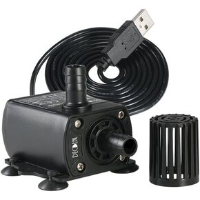 Submersible Water Pump Mini Fountain Pump with 4.9 Ft USB Cable Ultra Quiet Aquarium Water Pump with 9.8 Ft High Lift for Fish Tub, Aquarium, Hydroponics (DC5V, 4.8W)