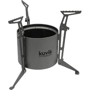 Kuvik Titanium Siphon Alcohol Stove with Folding Legs - Ultralight and Compact Stove for Backpacking, Camping, and Survival