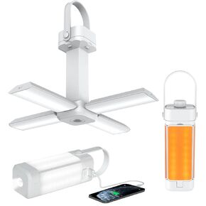 Camping Lanterns Foldable Rechargeable 10000mah Battery Built-in Flashlight Digital Display of Power & 10 Levels Brightness for Camping Hurricane Power Outage Lights(White) in Kuwait