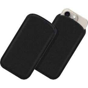 IronSeals 2 Pack Neoprene Phone Sleeves Mobile Phone Pouches for iPhone 15 Pro Max/14 Pro Max/13 Pro Max/12 Pro Max Black