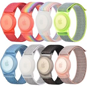 8 Pack Waterproof Airtag Bracelet for Kids, Soft Nylon Hidden Air Tag Wristband Full Case Cover Lightweight GPS Tracker Holder Compatible for Apple Airtag Band