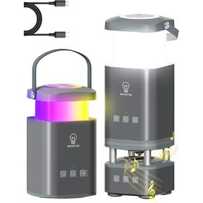 LED Camping Lantern Rechargeable, LED Lanterns with Bluetooth Speaker, RGB Camping Light, 10000mAh Power Bank, 4 Lighting Modes, IP44 Waterproof, Portable Lanterns for Power Outage
