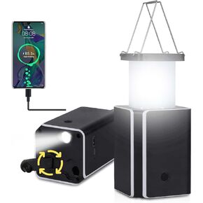 Solar LED Rechargeable Emergency Camping Lantern,White Solar Rechargeable,Rechargeable Type C,Emergency Lights Hand-Crank Power Generation,Phone Power Supply Function,flashlights