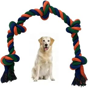 Dog Rope Toy for Small and Medium Dogs, Indestructible 2 Feet 5 Knots Rope Toy, Heavy Duty Tough Dog Toy for Aggressive Chewers, Interactive Dog Tug of War Toy (Green+Blue+Orange)