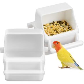 Balacoo Bird Cage Feeder, 2 pcs Splashing- Bird Food Container for Parrot,Water Dispenser for Cage
