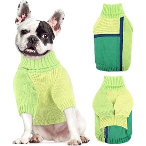 Knitted Sweater for Dogs Cats, Thick Turtleneck Dog Sweater, Cat Puppy Sweater for Cold Weather, Warm Pet Pullover Sweatshirt Stitching Knitwear for Small Medium Large Dogs
