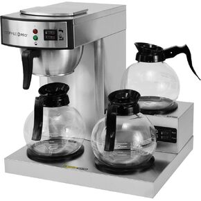 Coffee Pro CPRLG 3-Burner Commercial Brewer Coffee Maker, 24" x 16" x 20", Silver