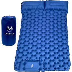 Omari’s Double Sleeping Pad for Camping, 3.6" Ultra-Thick Self Inflating Camping Pad 2 Person with Pillow Built-in Foot Pump with a Carry Bag