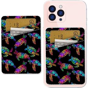 Phone Card Holder, Dual Pocket Leather Phone Wallet for Women and Men, 3M Adhesive Sticker on, Credit Card Holder for Phone Case Compatible with Most Phone (Pink Glitter Leopard)