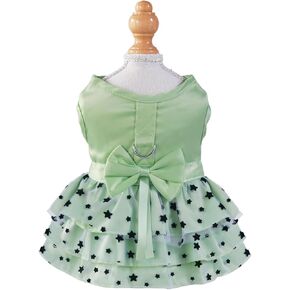 Dog Dress Dog Clothes for Small Dogs Girl,Cute Bowknot Dog Tulle Skirts Puppy Dog Dress with Leash Ring Holiday Pet Doggie Princess Outfits for Small Dogs Puppy Cats Girl Apparel (Green, Medium)
