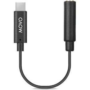 Movo UCMA-2 3.5mm to USB-C Audio Jack Adapter - 3.5mm TRRS to Type-C USB Connector for Android, GoPro Mic, iPad Pro Adapter - USB to Aux Adapter for Headphone Jack or USB Lapel Microphone Splitter