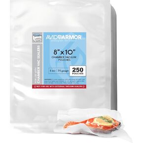 Avid Armor – Chamber Machine Pouches, Pre-Cut Chamber Vacuum Sealer Bags, Heavy Duty Seal Pouch, BPA-Free Chamber Sealer, 11 x 10 inches, Pack of 250 Vacuum Chamber Pouches