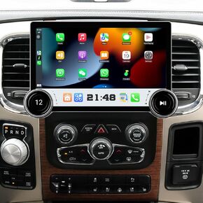 Car Radio for Dodge Ram 1500 2500 3500 2013-2018 Stereo Radio Replacement with Wireless carplay Android Auto 2K Screen Upgrade 2+64G AHD Backup Camera WiFi SWC (for AUTO AC Only)