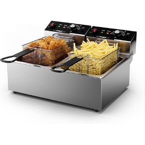 Electric Deep fryer Single Tank Deep Fryer with Basket Capacity 10L(10.5QT) | Electric Countertop Fryer Stainless Steel Deep Fryers for Restaurant Home Use , 1700 Watts, 110V (10L) UL Certified in Saudi Arabia