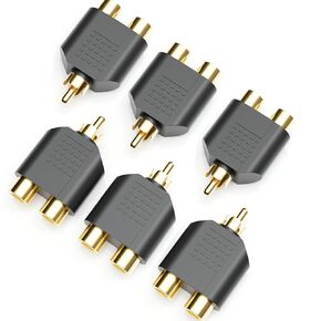 RCA Splitter, RCA Splitter 1 Male 2 Female for Audio Video Av TV Cable Conversion, Simple to use, Plug and Play - 6 pcs